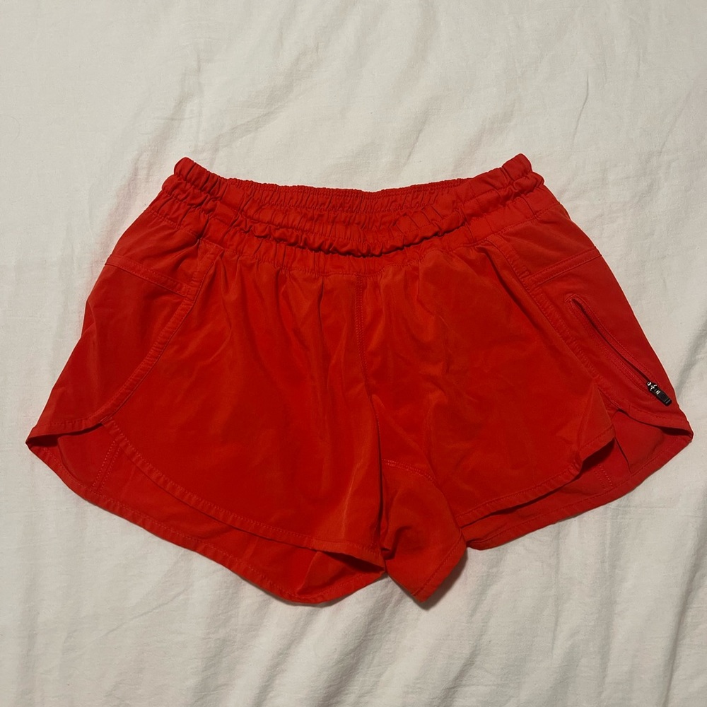 Orange Lululemon Running Shorts